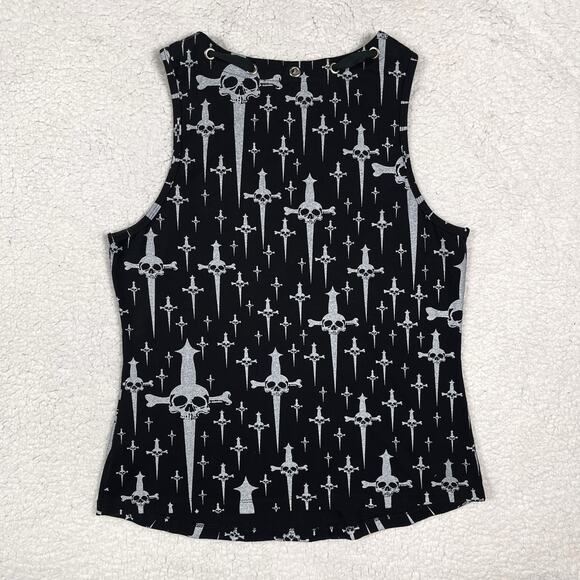 Lip Service Trash & Dagger "Trashy" Skull Daggers Black Tank Top XL Goth Y2K - Picture 6 of 16